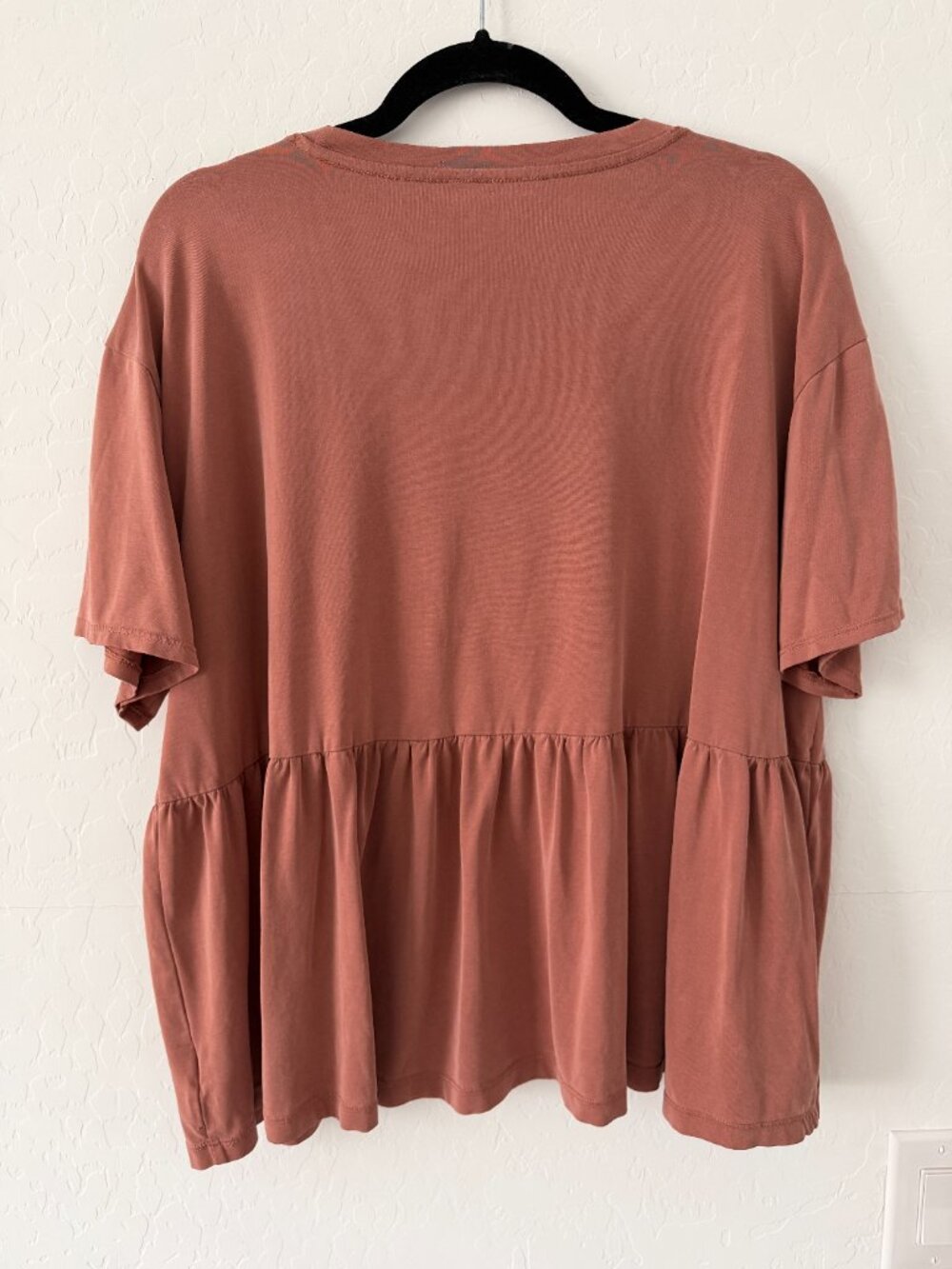 American Eagle Womens XXL Rust Babydoll Peplum Top Oversized Boho Tee - Picture 2 of 6